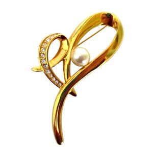Vintage Avon Abstract Heart Gold-Tone Brooch Pin Elegant Jewelry Gift